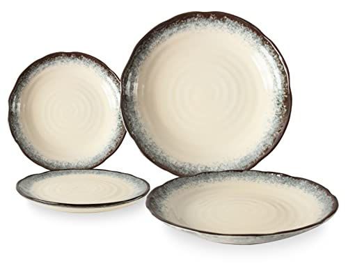 Mino Ware japanische Keramik, 2 Pastateller und 2 Salat-/Vorspeisenteller, hergestellt in Japan (Japan-Import), Rostgrün TNG003 von Minoribo