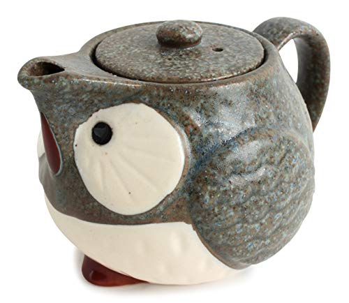 Mino ware CPK101 Teekanne aus japanischer Keramik in Kyusu-Eulen-Form, hergestellt in Japan (Import aus Japan), Steinkohle von Minoribo