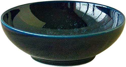 Japanische Mino-Yaki Donburi-Schüssel, Keramik, groß, für Ramen, Reis, Suppe, hergestellt in Japan, 15 cm, Wabisabi Classic, Indigoblau von minoru touki
