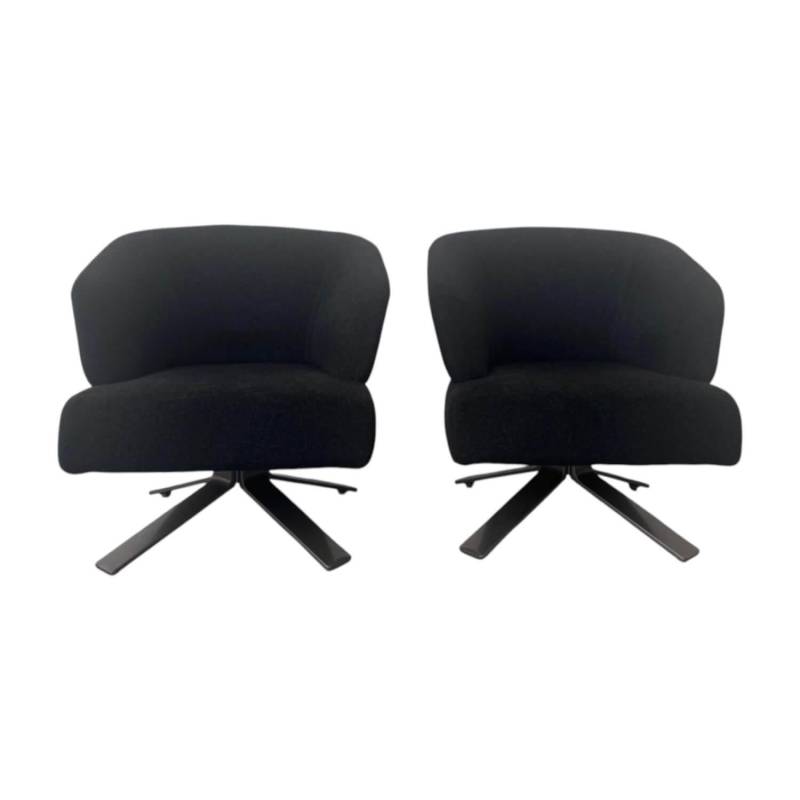 2er-Set Sessel Creed Small Swivel Stoff Leopold 04 Antracite Anthrazit Gestell M... von Minotti