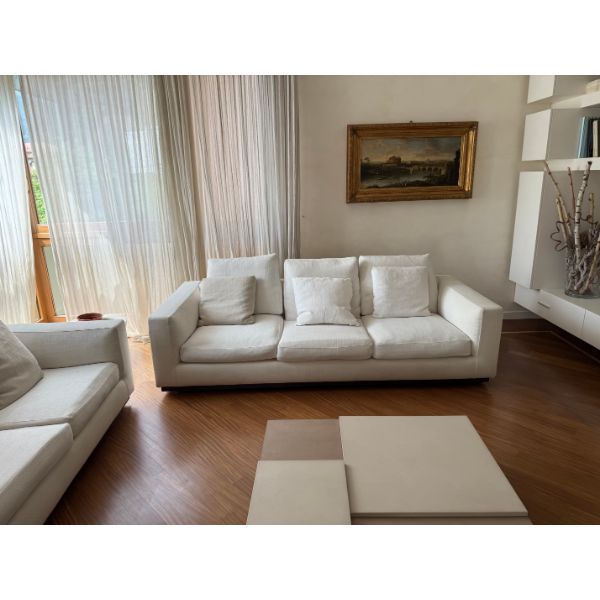 3-Sitzer Sofa Hamilton mit weißem Stoffbezug von Rodolfo Dordoni, Minotti von Minotti