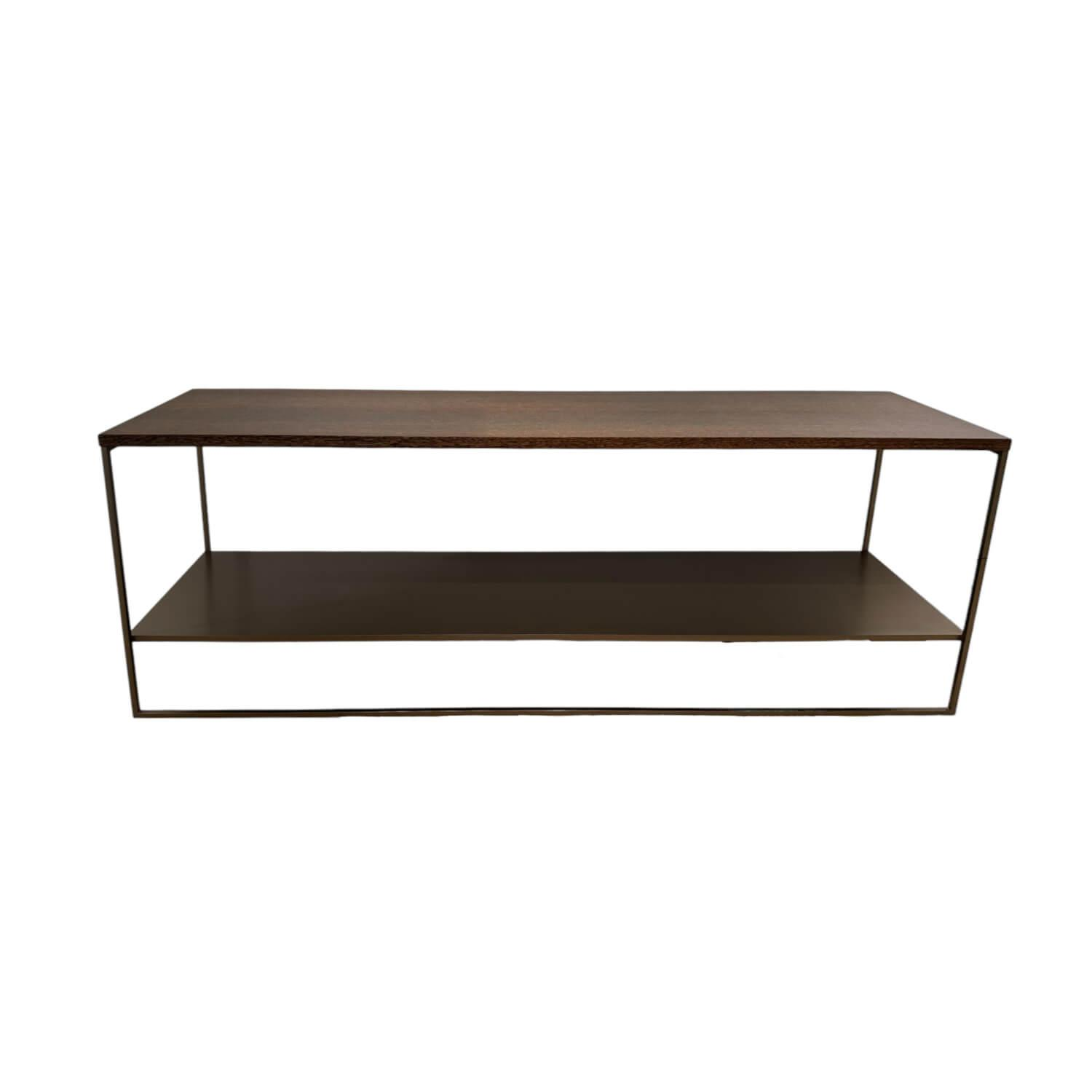 Anstelltisch Calder Platte Sucupia Furnier Gestell Metall Bronze Anstelltisch Calder Platte Sucupia Furnier Gestell Metall Bronze von Minotti