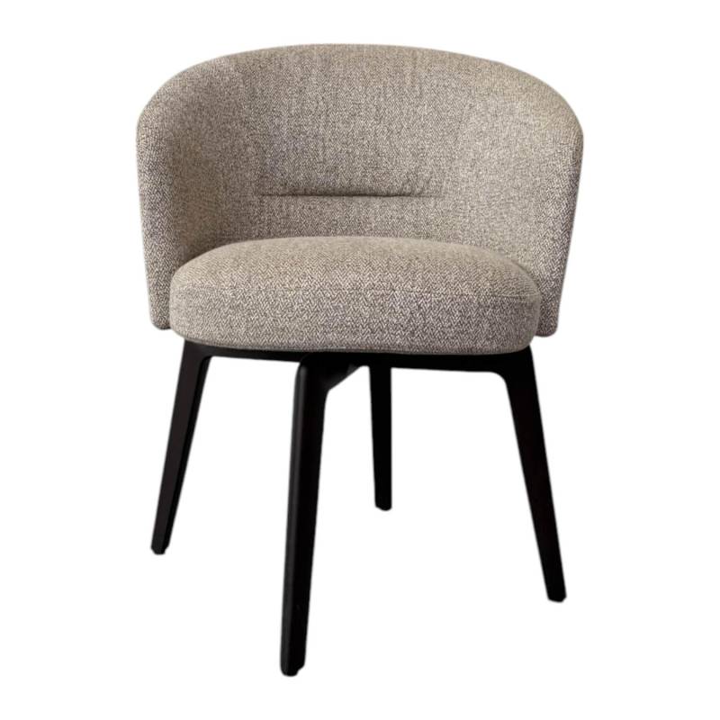 Armlehnstuhl Amelie Dining Stoff Douglas 08 Corda Grau Gestell Kastanie Drehbar von Minotti