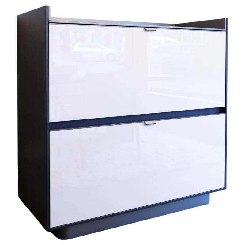 Barschrank Highboard Darren Farbe Sand Struktur Aschefurnier Korpus Aluminium Fa... von Minotti