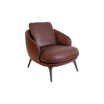 Sessel Raphael Leder Boston Weinrot Braun Basis Zinnfarben von Minotti