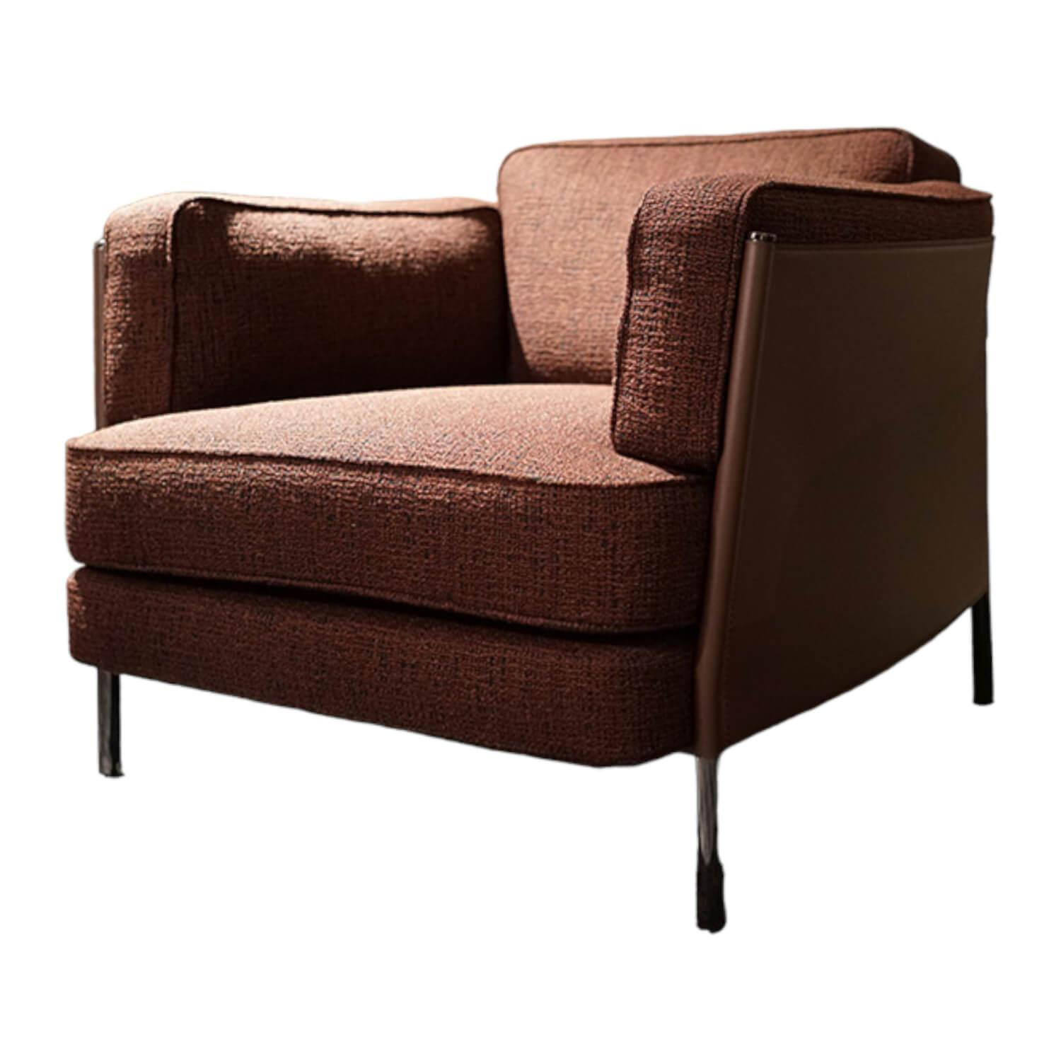 Sessel Shelley Bezug Stoff Bordeaux Mayer Rot Medium 05 Rücken Kernleder Füße Me... von Minotti