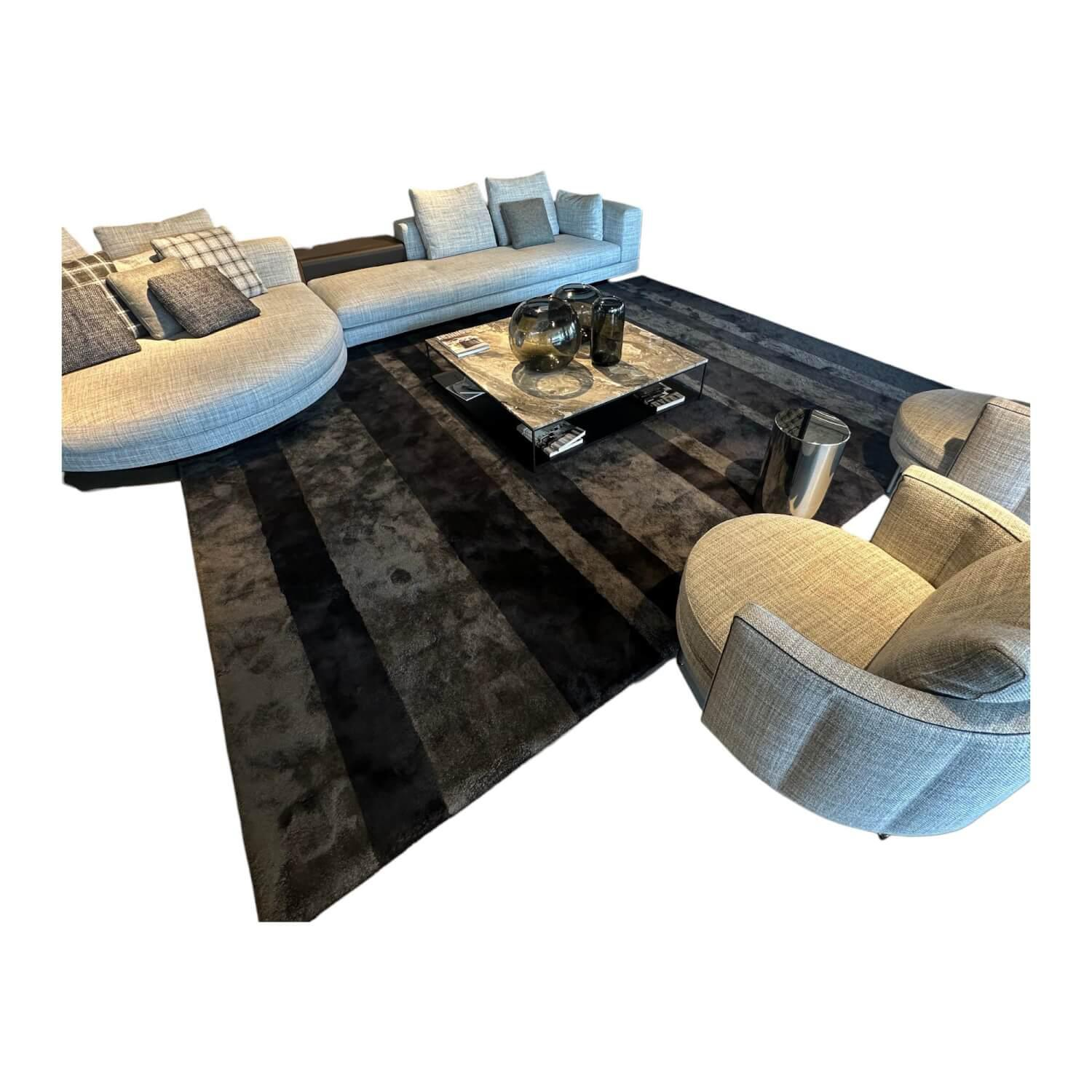 Teppich 400x300 Dibbets Barcode Carbone Grau Schwarz Wolle Lyocell von Minotti