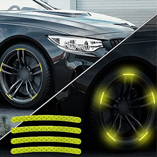 Auto-Felgen-Aufkleber,Auto Motorrad Fahrrad Nacht reflektierende Sicherheitsdekoration Streifen,universelle reflektierende Aufkleber für Radnaben(20 Stück Grün) von Minsezhi