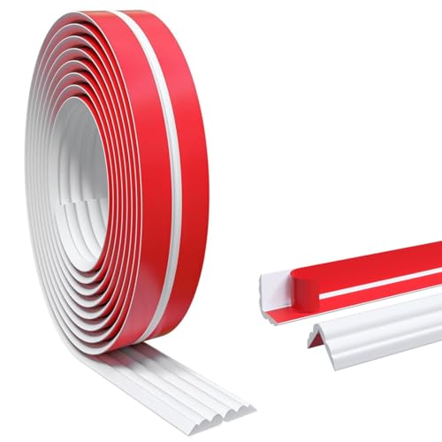 Flexibler selbstklebender Rand, abziehen und aufkleben, Wandeckenschutz, Eckformung, selbstklebender Eckenschutz, für Wandkanten, Decken, Arbeitsplatte, 2 cm x 3 m, Weiß von Minsezhi