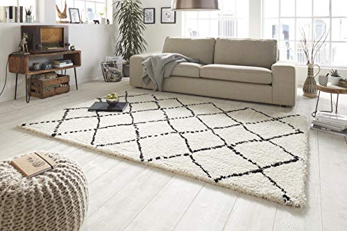 Mint Rugs Allure Teppich Hochflor Wohnzimmer-Teppich Weich Flauschig Langflor Shaggy Flokati Rauten Muster für Wohnzimmer Küche Flur oder Schlafzimmer Creme-Schwarz 80x150 cm Mint Rugs Allure Teppich Hochflor Wohnzimmer-Teppich Weich Flauschig Langflor Shaggy Flokati Rauten Muster für Wohnzimmer Küche Flur oder Schlafzimmer Creme-Schwarz 80x150 cm von Mint Rugs