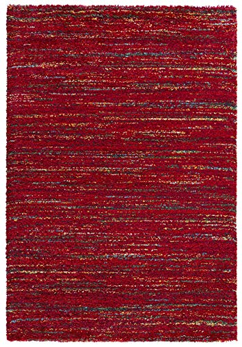 Hanse Home Mint Rugs Chic Teppich Hochflor Wohnzimmer-Teppich Weich Flauschig Langflor Shaggy Flokati Boho Streifen-Design Meliert für Kinderzimmer Schlafzimmer Küche Flur Rot 160x230 cm von Hanse Home