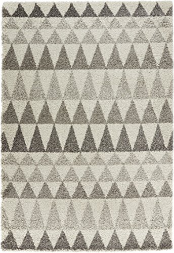 Mint Rugs Design Verlours Deep-Pile Teppich Triangle, Polypropylen, grau, 150 x 80 x 3.5 cm von Mint Rugs