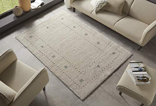 Mint Rugs Nomadic Teppich Hochflor Wohnzimmer-Teppich Weich Flauschig Langflor Shaggy Flokati Boho Ethno-Design für Kinderzimmer Schlafzimmer Küche Flur Creme 80x150 cm von Mint Rugs