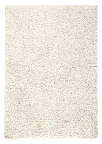 Mint Rugs Venice Hochflor Wohnzimmer-Teppich Weich Flauschig Langflor Shaggy Flokati Einfarbig für Kinderzimmer Schlafzimmer Arbeitszimmer Küche Flur Creme Meliert 120x170 cm, Kunstfaser von Mint Rugs