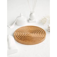 Dekoratives Tablett Aus Holz Mit Runder Ripple-Spirale | Nachttisch, Schreibtisch, Nachttisch Modernes Design Dekoration Handgefertigte Fotorequisite von MintMoka