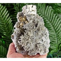 Großer Quarz Mit Pyrit Und Calcit, Kristall, Mineral, Naturkristall, Milchquarz, Rohkristall N5228 von Minterest