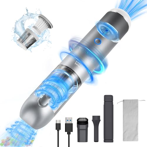 Minthouz Handstaubsauger Auto Staubsauger kabellos 17000Pa, 3-in-1 Autostaubsauger Schnurlos Wiederaufladbar 120W mit Gebläse & Licht, Tragbarer Handstaubsauger für Auto/Haus/Tastatur (Schwarz-grau) von Minthouz