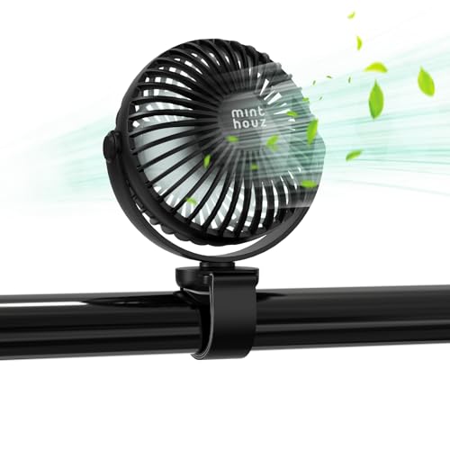 Minthouz USB Ventilator mit Flexible Velcro Strap, 2000 mAh Wiederaufladbarer Mini Ventilator 3 Geschwindigkeiten Tragbar Clip Ventilator für Baby/Kinderwagen/Autositz/Fahrrad -Schwarz Minthouz USB Ventilator mit Flexible Velcro Strap, 2000 mAh Wiederaufladbarer Mini Ventilator 3 Geschwindigkeiten Tragbar Clip Ventilator für Baby/Kinderwagen/Autositz/Fahrrad -Schwarz von Minthouz