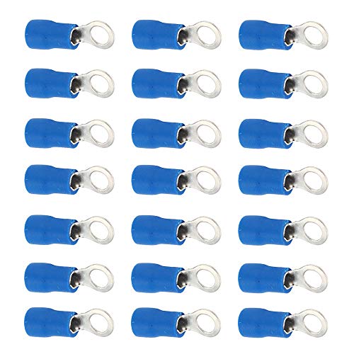 Mintice 100 Blau M5 Kupfer Kabelschuhe Ring Anschlussklemme 14-16 Ga AWG Crimp Kabel Elektrischer Crimpkabelsatz Drahtklemmen Quetschverbindern Steckverbinder kabelverbinder von Mintice