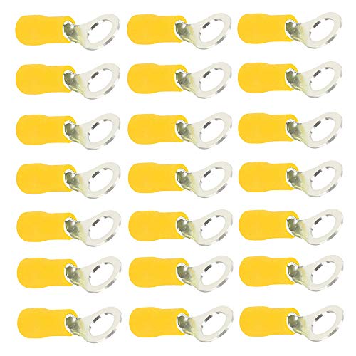 Mintice 100 Gelb M10 Kupfer Kabelschuhe Ring Anschlussklemme 10-12 Ga AWG Crimp Kabel Elektrischer Crimpkabelsatz Drahtklemmen Quetschverbindern Steckverbinder kabelverbinder von Mintice