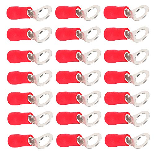 Mintice 100 Rot 1/4" Kupfer Kabelschuhe Ring Anschlussklemme 16-22 Ga AWG Crimp Kabel Elektrischer Crimpkabelsatz Drahtklemmen Quetschverbindern Steckverbinder kabelverbinder von Mintice