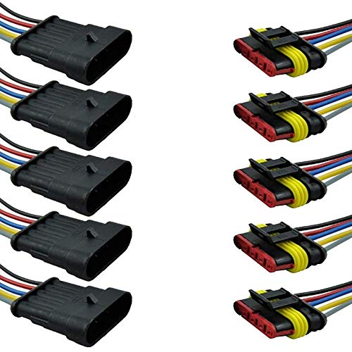 Mintice 5 X 5-Polig Kabel Steckverbinder Stecker Wasserdicht Schnellverbinder Draht Elektrisch Ausrüstung KFZ LKW von Mintice