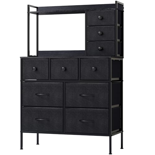 Mintnook Schlafzimmer-Kommode, Stoffkommode mit 10 Schubladen, große Kapazität, stilvolle Aufbewahrungs-Organizer-Einheit für Schlafzimmer, Wohnzimmer, Kinderzimmer, Schrank, Schwarz Mintnook Schlafzimmer-Kommode, Stoffkommode mit 10 Schubladen, große Kapazität, stilvolle Aufbewahrungs-Organizer-Einheit für Schlafzimmer, Wohnzimmer, Kinderzimmer, Schrank, Schwarz von Mintnook