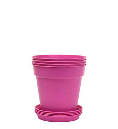 Mintra Home Gartentöpfe, Blumen, Kräuter, Pflanzen, für drinnen und draußen, bunt, Großhandel, Bulk (Fuchsia, 11 cm Durchmesser), 4 Stück von Mintra Home