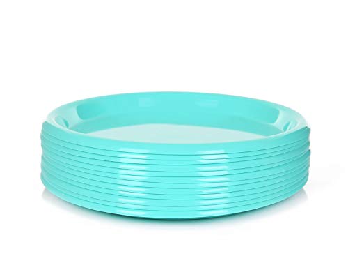 Mintra Home Wiederverwendbare Kunststoffteller – (Teil eines Sets), rund, BPA-frei, mikrowellen- und spülmaschinenfest für Picknick, Party, Küche, Abendessen (blaugrün, groß, 12 Stück (8,5 Zoll) von Mintra Home