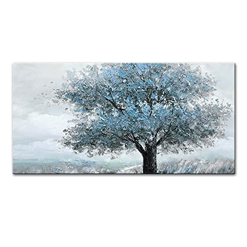 Mintura Art Artwork Handgemalte Der blaue Baum Wandkunst Bild Wohnzimmer Acryl Leinwand Hotel Dekor Ölgemälde auf Leinwand (100 x 200 cm ungerahmt) von Mintura