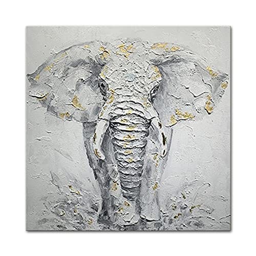 Mintura Kunstwerk, handbemalt, der laufende Elefant, Wandkunst, Bild, Wohnzimmer, Wohnkultur, Hoteldekoration, Ölgemälde auf Leinwand (100 x 100 cm, ungerahmt) von Mintura