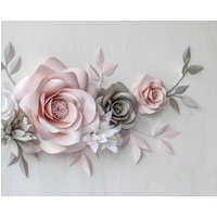 Papier Wandblumen - Papierblüten Wanddekoration Kinderzimmer Wandtatorien Papierblumen Blush Und Graue | Code #140 von MioGallery