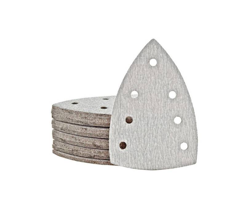 MioTools Schleifdreieck 150 x 100 mm 7-Loch Klett-Schleifblätter für Deltaschleifer, Normalkorund, 50 Stk., K100 von MioTools