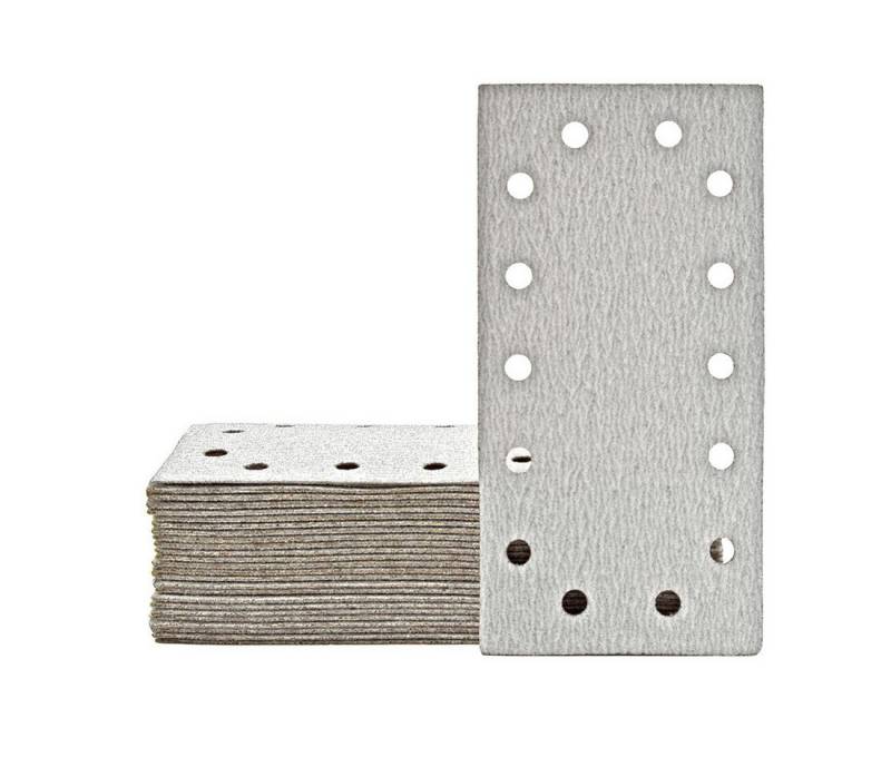 MioTools Schleifpapier 230 x 115 mm 14-Loch Klett-Schleifblätter für Schwingschleifer, Normalkorund, 50 Stk., K40 von MioTools