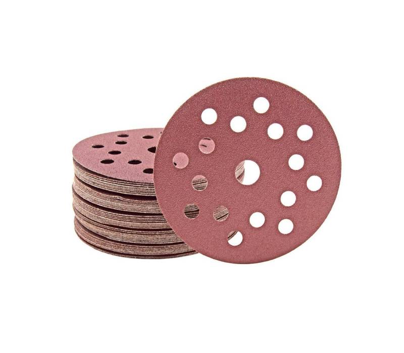 MioTools Schleifscheibe Ø 125 mm 17-Loch Klett-Schleifscheiben für Exzenterschleifer, Normalkorund, 50 Stk., K80 von MioTools