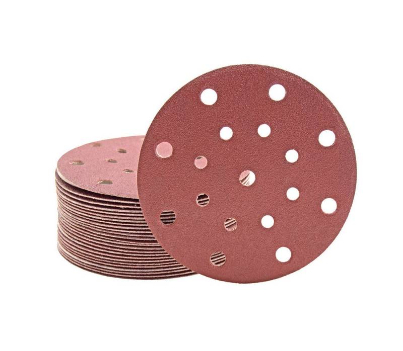 MioTools Schleifscheibe Ø 150 mm 17-Loch Klett-Schleifscheiben für Exzenterschleifer, Normalkorund, 50 Stk., K60 von MioTools