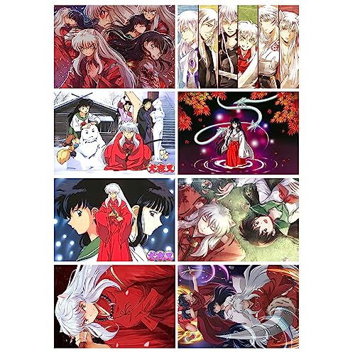 MiodiyaArt Anime Inuyasha Poster 8 Stück 41,9 x 29,2 cm Wanddekoration Anime Merch Kunstdrucke HD Poster für Fans von MiodiyaArt