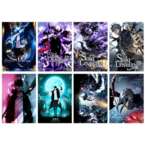 MiodiyaArt Anime Solo Poster Leveling 8 Stück 41,9 x 29,2 cm Wanddekoration Anime Merch Kunstdrucke HD Poster für Fans von MiodiyaArt