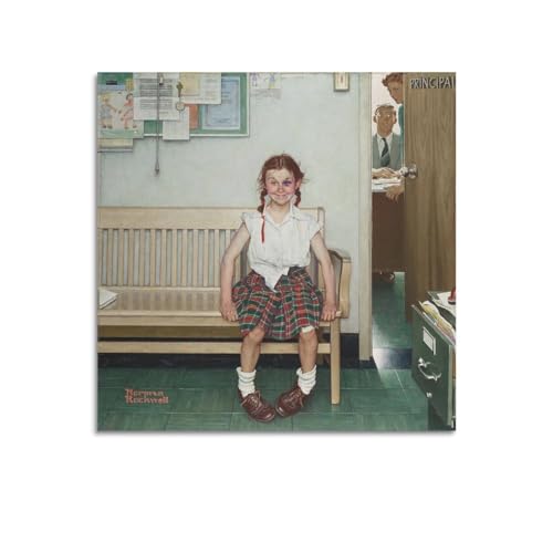 Mioedi Norman Rockwell (The Shiner) Künstler-Poster, Wandkunst, Rollen, Leinwand, Gemälde, Bild, Wohnzimmerdekoration, Zuhause, 50 x 50 cm von Mioedi