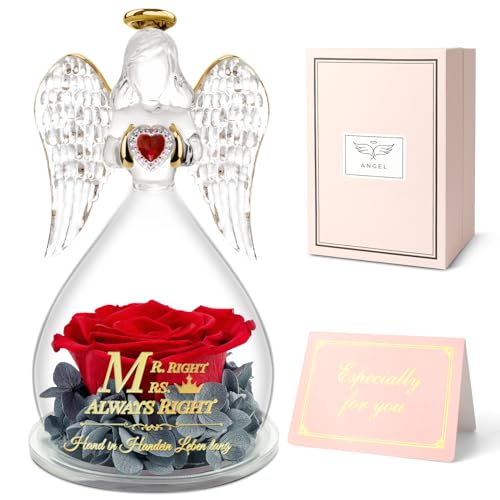 Miofula Ewige Rose Engel Geschenk für Paare, Hochzeitsgeschenke für Brautpaar, Geschenke für Frauen-Hand in Hand EIN Leben lang, Geschenk für Partner zum Valentinstag Weihnachten Geburtstag Jahrestag von Miofula