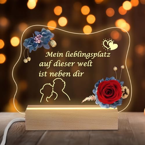 Miofula Ewige Rose Geburtstagsgeschenk für Frauen, Acryl Nachtlicht LED Lampe Geschenk für Paare, Ewige Blume Liebes Geschenke für Freundin, Ehefrau zum Valentinstag Hochzeitstag Jahrestag Weihnachten von Miofula