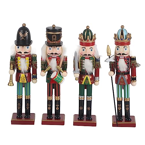 Miokycl 4 Stück 30 cm Weihnachts-Nussknacker-Soldaten Holzsoldat Nussknacker auf Ständer Home Decor (Armeegrün) von Miokycl