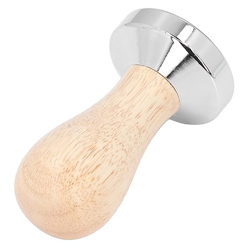 Miokycl Kaffeepulverpresse, abnehmbar, lebensmittelechter Edelstahl, flacher Boden, mit Holzgriff (49 mm) von Miokycl