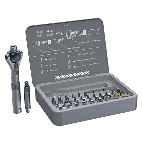 Miosugo 40 in 1 Ratschenschrauber Set magnetisch, 180 Grad Ratschenschrauber, mit abnehmbarem Ratschengriff, Reparaturwerkzeug-Set für Elektro-, Automobil-, Fahrrad von Miosugo