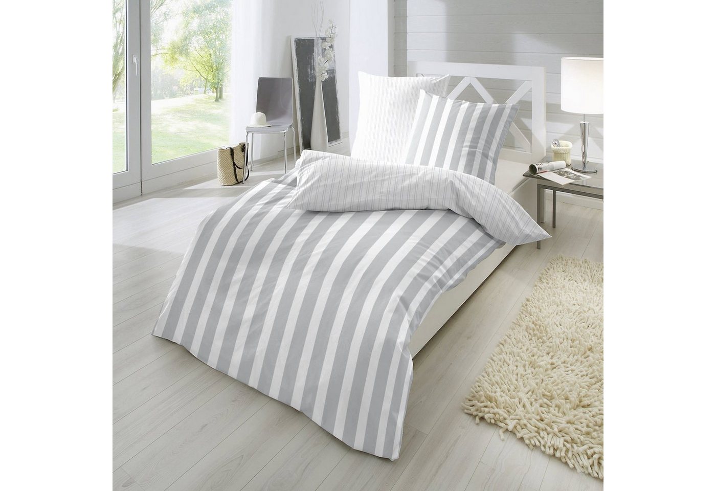Bettwäsche Bettwäsche 4 stylischen Farben gestreift Bettbezug Schlafzimmer, Miovani, Baumwolle, Streifen von Miovani