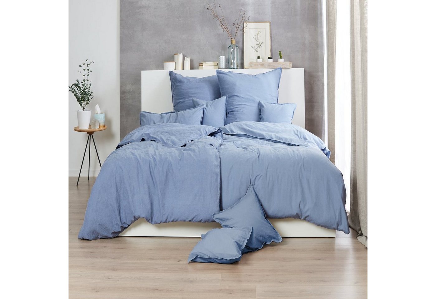 Bettwäsche Bettwäsche Bezug Top Farben Uni Trend, Miovani, Baumwolle, verwaschener Look von Miovani
