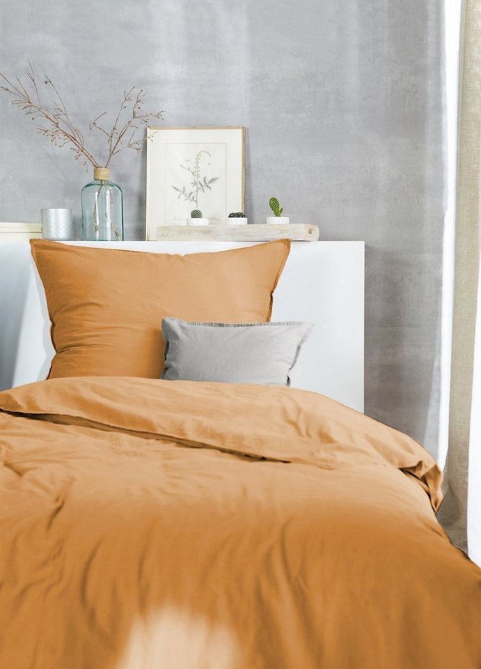 Bettwäsche Bettwäsche Bezug Top Farben Uni Trend, Miovani, Baumwolle, verwaschener Look von Miovani
