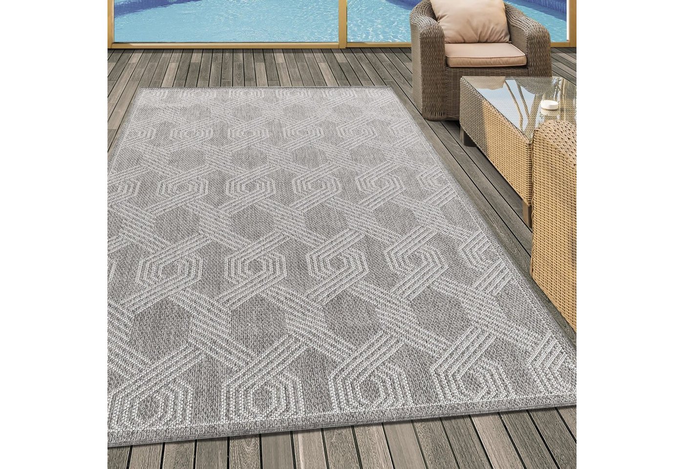 Outdoorteppich Muster Gartenteppich Sisal Teppich Terrasse, Miovani von Miovani