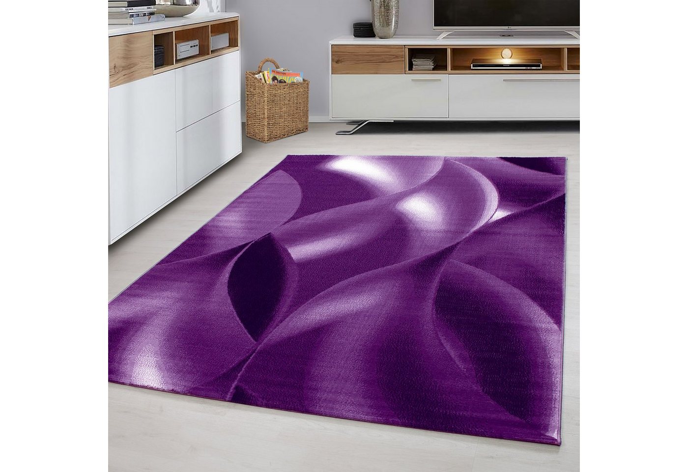 Designteppich modern Designerteppich Schlafzimmer Kurzflorteppich Flachflor, Miovani von Miovani