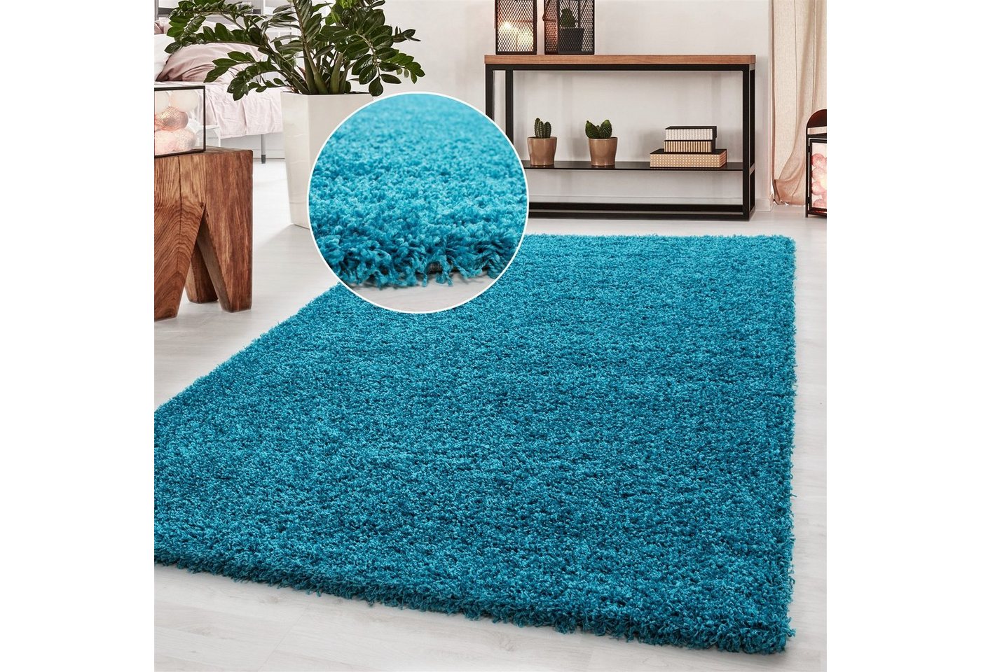 Hochflor-Teppich Shaggy Wohnzimmer Schlafzimmer Hochflorteppich meliert, Miovani, Rechteckig, Höhe: 50 mm von Miovani